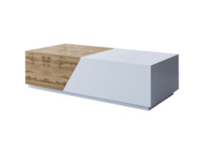 Pitt - table basse - 124 cm - style industriel Couleur - Bois / Blanc