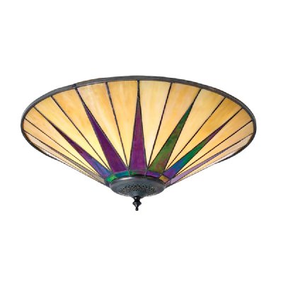 TIFFANY Plafonnier 2 ampoules Dark Star, verre et r&eacute;sine