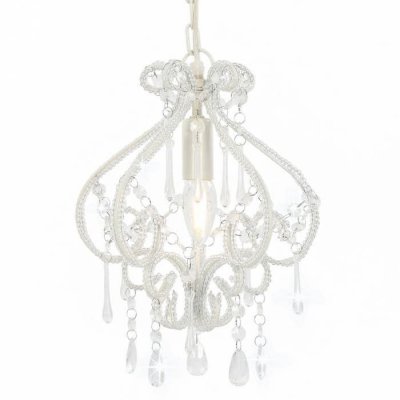VIDAXL Plafonnier avec perles Blanc Rond E14  Blanc
