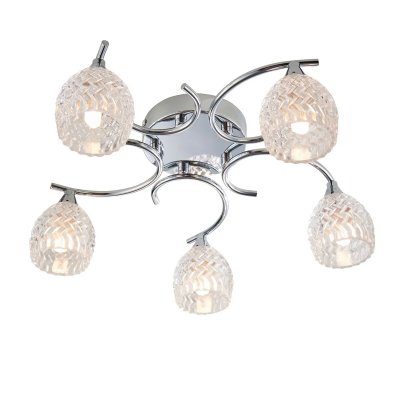 ENDON Plafonnier Boyer, chrome et verre, 5 ampoules 