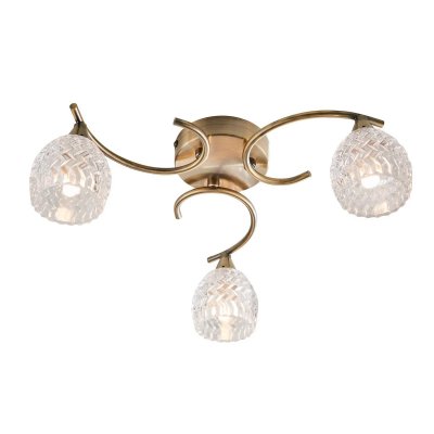 ENDON Plafonnier Boyer, laiton antique et verre, 3 ampoules