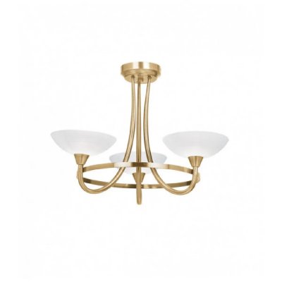 ENDON Plafonnier Cagney, laiton antique et verre, 3 ampoules 