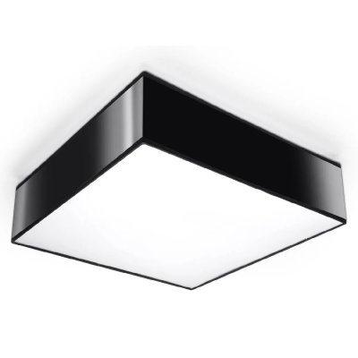 SOLLUX Plafonnier carr&eacute; design HORAS - L.35 cm - Noir