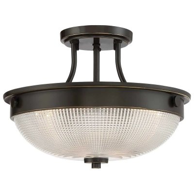 QUOIZEL Plafonnier en verre Mantle &agrave; fini bronze