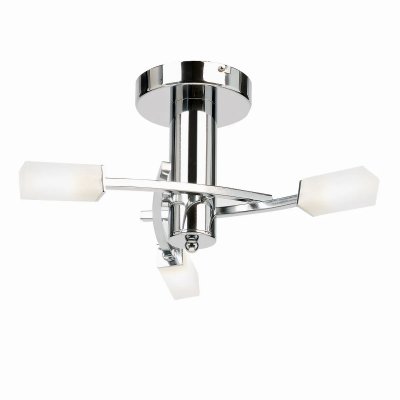 ENDON Plafonnier Havana, chrome et verre, 3 ampoules