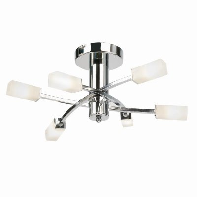 ENDON Plafonnier Havana, chrome et verre, 6 ampoules 