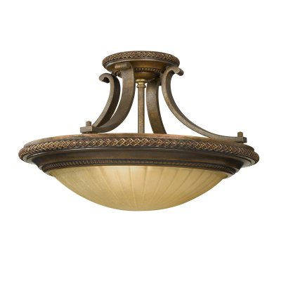 FEISS Plafonnier Kelham, bronze dor&eacute; et verre Scavo, 45 cm