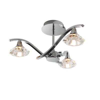 ENDON Plafonnier Langella, chrome et cristal, 3 ampoules