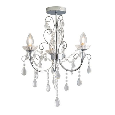 ENDON Plafonnier Tabitha, chrome et cristal, 3 ampoules