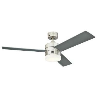WESTINGHOUSE Plafonnier ventilateur led alta vista en m&eacute;tal et bois gris anthracite