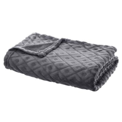 Plaid Gris motif Losange en relief 125 x 150 cm