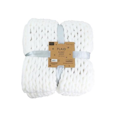 Plaid grosses mailles chunky 120 x 150 cm blanc
