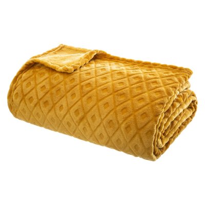 Plaid losange - 180 x 230 cm - Jaune - Livraison gratuite - Jaune