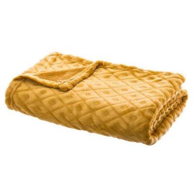 Plaid Ocre motif Losange en relief 125 x 150 cm