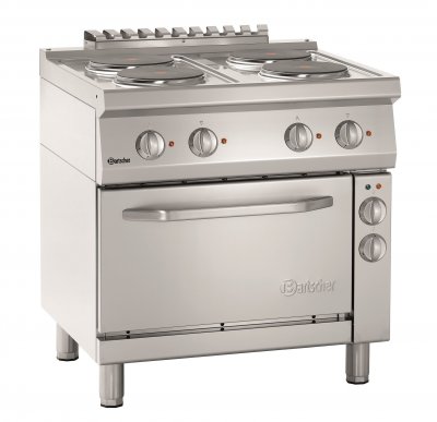 BARTSCHER Plan de cuisson &Eacute;lectrique &agrave; 4 Plaques Rondes avec Four &Eacute;lectrique GN 1/1 - 