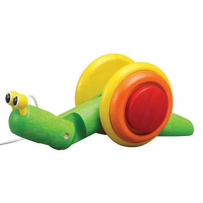 PLAN TOYS  - Escargot, jeu &agrave; tirer en bois d'h&eacute;v&eacute;a