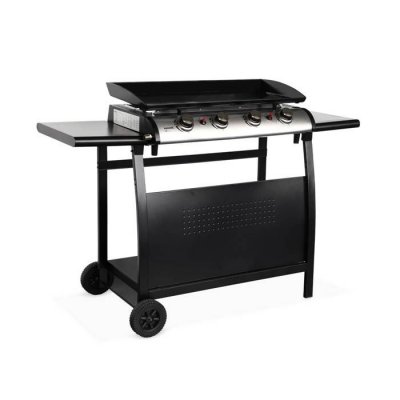 SWEEEK Plancha au gaz 4 br&ucirc;leurs sur chariot - porthos - 10kw, plancha &agrave; gaz