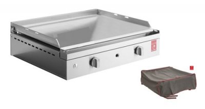 PLANET Plancha en inox lisse avec housse Chef 55 cm