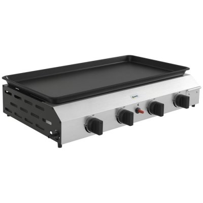 OUTSUNNY Plancha gaz portable antiadh&eacute;sive 4 br&ucirc;leurs 9,6 kW surface cuisson 73L x 34l cm acier inox &eacute;maill&eacute;