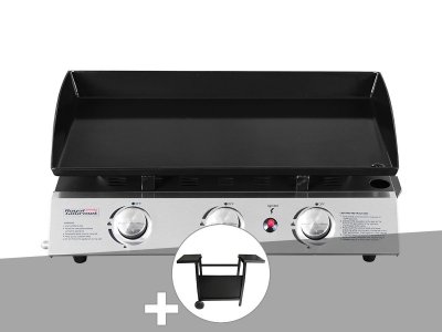 JARDIDECO Plancha gaz Prato 3 br&ucirc;leurs + Chariot -  