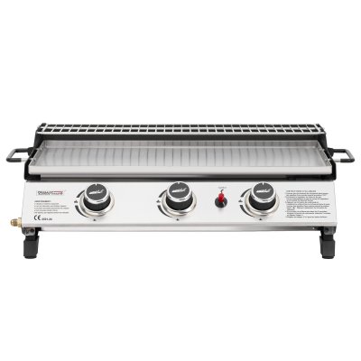 ROYAL GOURMET Plancha Gaz  -3 Br&ucirc;leurs 7.5kW-Plaque 61,5 x 32cm avec Grille de R&eacute;chauffage 