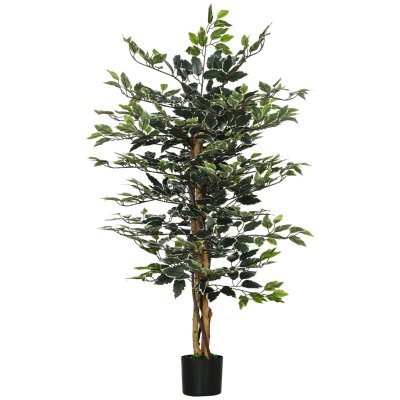 HOMCOM Plante artificiel ficus bania 75x75x130cm Vert