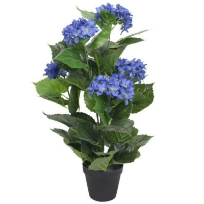 VIDAXL Plante hortensia artificielle avec pot 60 cm Bleu  - Bleu