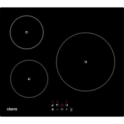 CIARRA Plaque &agrave; induction 3 foyers 5600w commandes sensitives minuteur 99mins noir cd3bih-f CD3BIH-F 