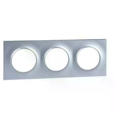 SCHNEIDER ELECTRIC Plaque de finition Odace 3 postes Gris Aluminium 