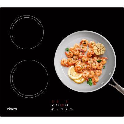 CIARRA Plaque induction 3 zones 59cm 5600w pause fonction verre noir cd3bih-e CD3BIH-E