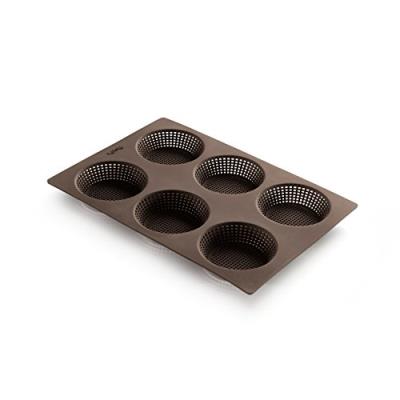 LEKUE Plaque perfor&eacute;e 6 petits pains ronds en silicone 