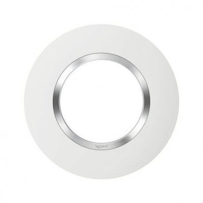 LEGRAND Plaque ronde dooxie 1 poste finition blanc avec bague effet chrome