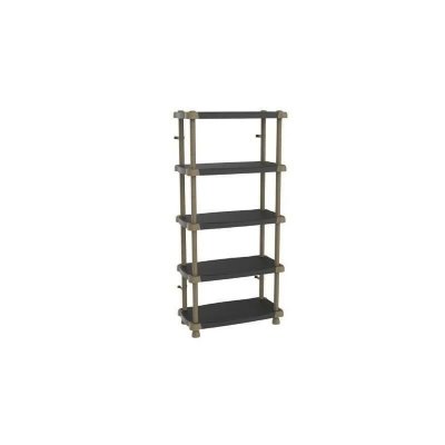 PLASTIKEN  &Eacute;tagere haute 88 cm - 5 plateaux bi-couleur - Noir et Taupe