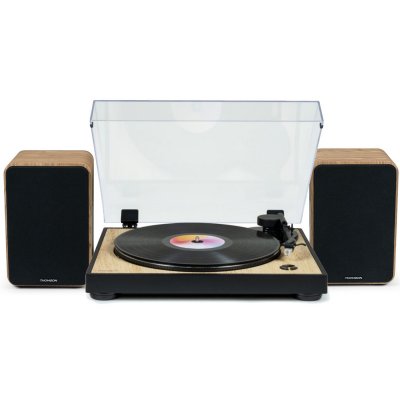 THOMSON Platine Disque -  - TT300 - Finition Bois/Noir - 33/45 tours - Pr&eacute;amplifi&eacute; - Enceintes 100W