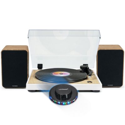 THOMSON Platine Disque -  - TT301 - Finition Bois/Blanc - 33/45 tours - Enceintes 100W