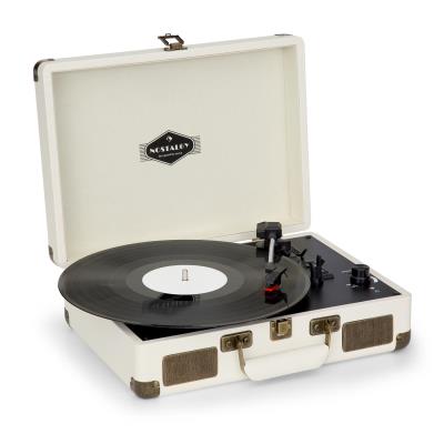 AUNA Platine Vinyle  Peggy Sue r&eacute;tro LP USB AUX - aspect cr&egrave;me/laiton