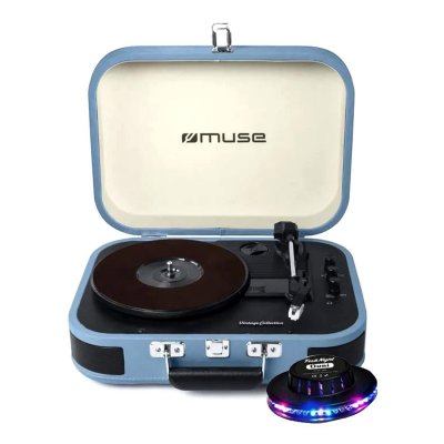 MUSE Platine vinyle -  - MT-201BTB - St&eacute;r&eacute;o int&eacute;gr&eacute;e - Bluetooth - Lumi&egrave;re OVNI