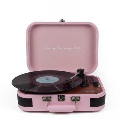 PRIXTON Platine Vinyle VC600 - Tourne-disque - Bluetooth - Lecteur et convertisseur de vinyle - Rose