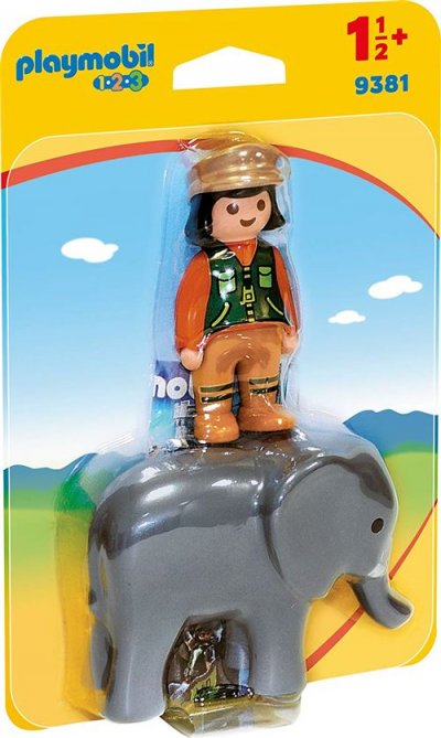 Playmobil 1.2.3 - Soigneuse &eacute;l&eacute;phanteau - 9381