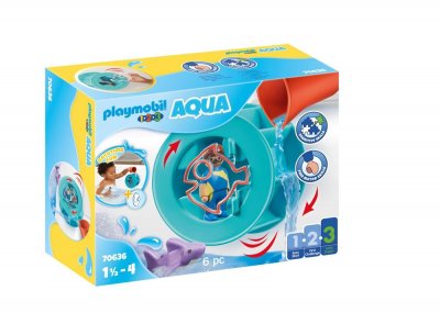 Playmobil 1.2.3 Water Wheel With Baby Shark Multicolore