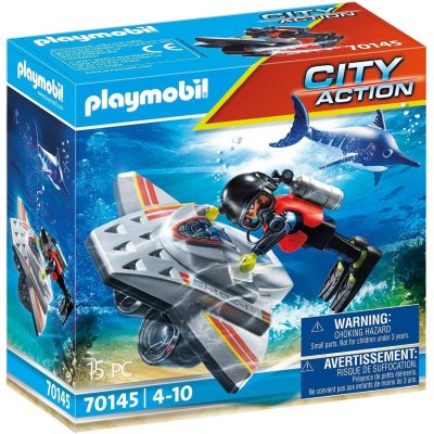 PLAYMOBIL 70145 - City Action Scooter de plong&eacute;e et sauveteur 