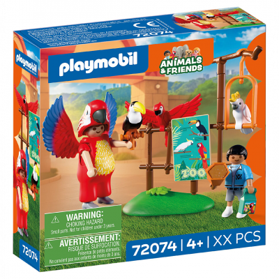 Playmobil 72074 Zoo : Mascotte perroquet color&eacute; &amp; enfant