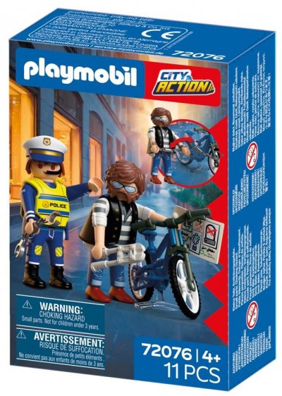 Playmobil 72076 City Action - Policier et voleur &agrave; v&eacute;lo