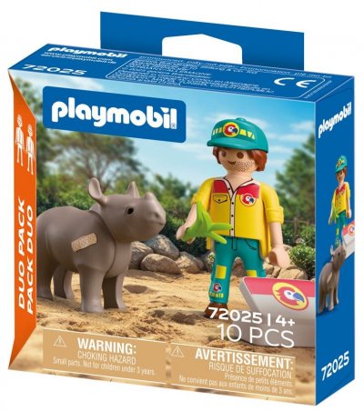 Playmobil Animaux et amis 72025 - Garde forestier avec rhinoc&eacute;ros - Duo Pack