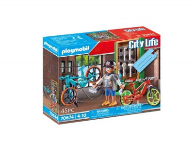 Playmobil City Life 70674 Set cadeau Atelier r&eacute;paration de v&eacute;los 