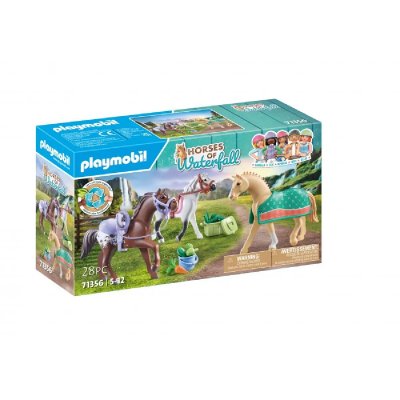 Playmobil Three Horses With Chairs Construction Game Multicolore