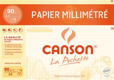 CANSON Pochette 12 papiers millim&eacute;tr&eacute;s -  - Bistre - A4 - 90g