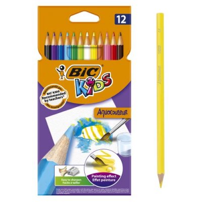 BIC Pochette de 12 crayons de couleur Aquacouleur - 