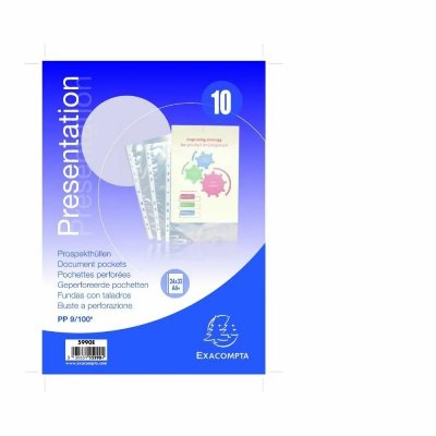 EXACOMPTA Pochette  - Sachet de 10 pochettes perfor&eacute;es polypro 320x240mm vertical lisse