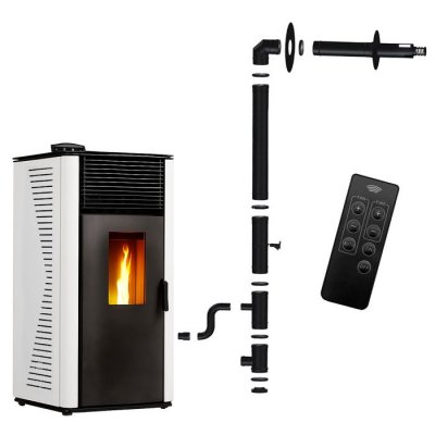 SANNOVER Po&ecirc;le &agrave; granul&eacute;s &eacute;tanche Anita 12 kW Blanc + Kit d'installation Complet